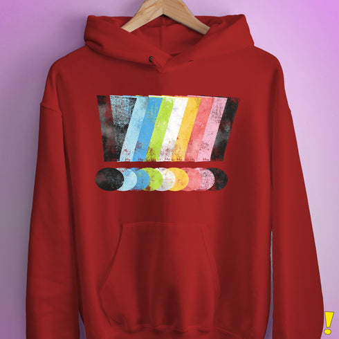 Queer Pride Grunge Exclamation Points Hoodie - Red
